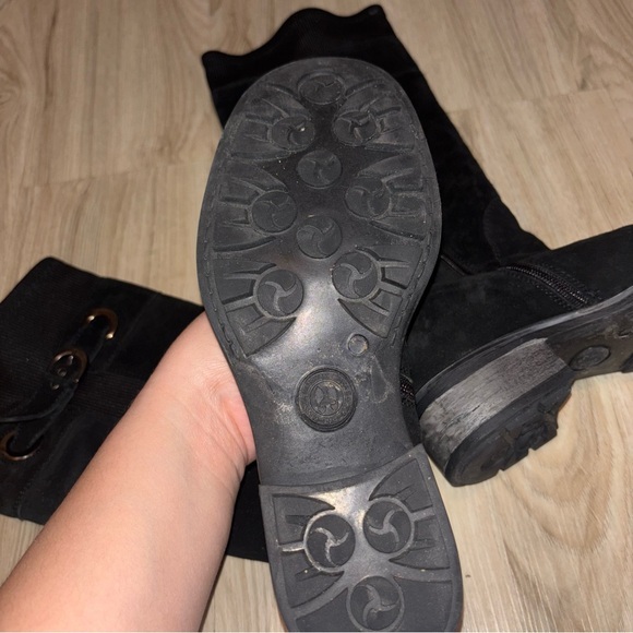 Aquatalia Black Suede Tall Shaft Boots Knee High Flat Heel Size 7‎ - Picture 5 of 7